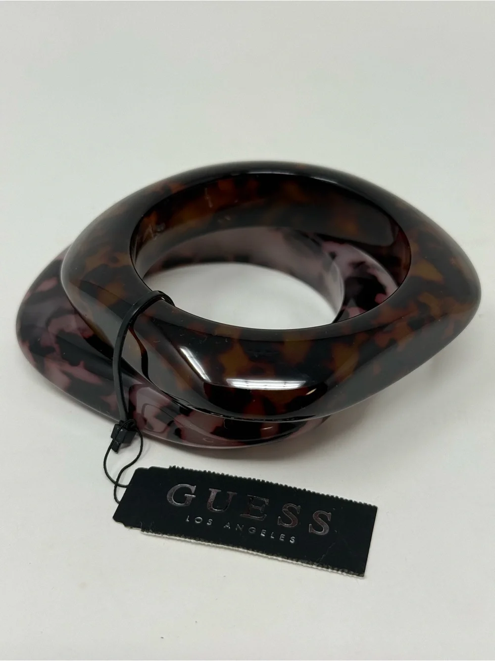 Guess Tortoiseshell Resin Bangle Set - Brown with Pink Accents